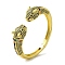 Brass Pave Clear & Green Cubic Zirconia Leopard Open Cuff Bangle for Women, Real 18K Gold Plated, Inner Diameter: 2-1/4x2-3/8 inch(5.65x5.95cm)
