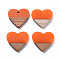 Opaque Resin & Walnut Wood Pendants, Two Tone, Heart, Coral, 24x25x3mm, Hole: 2mm