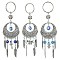 Handmade Lampwork Evil Eye Pendant Keychain, with 304 Stainless Steel Split Key Rings & Alloy Findings, Flat Round with Feather, Heart/Cross/Butterfly, Mixed Shapes, 14cm, 3pcs/set
