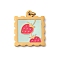 304 Stainless Steel Enamel Pendants, Square Charms, with Jump Ring, Ion Plating(IP), Real 18K Gold Plated, Strawberry, 19.5x16.5x1.5mm, Hole: 2.5mm