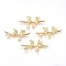 Brass Links connectors, Nickel Free, Bird, Real 18K Gold Plated, 17x35.5x4.5mm, Hole: 1mm