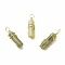 Natural Taiwan Jade Pendants, with Light Gold Tone Eco-Friendly Copper Wire Wrapped, Column, 20~21x5~5.5mm, Hole: 2.3~2.8mm