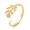 Ion Plating(IP) 304 Stainless Steel Cuff Ring Settings, for Rhinestone, Leaf, Real 18K Gold Plated, US Size 6 1/4(16.7mm), Fit for Rhinestone: 0.8mm