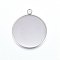 Tarnish Resistant 201 Stainless Steel Pendant Cabochon Settings, Plain Edge Bezel Cups, Flat Round, Stainless Steel Color, 36.5x32x2mm, Hole: 3mm, Inner Diameter: 30mm