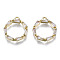 Brass Inlaid Clear Cubic Zirconia Pendants, Cadmium Free & Nickel Free & Lead Free, Ring, Golden, 16x14x3mm, Hole: 1.4mm