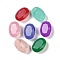 Glass Rhinestone Cabochons, Glass Surface with Natural Quartz Bottom, Pointed Back, Faceted, Oval, Mixed Color, 10x14x6mm