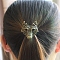 Alloy Rhinestone Hair Ties, Hair Accessories for Woman Girls, Wolf, Antique Bronze, 50x40mm