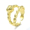 Brass Open Cuff Rings, Cadmium Free & Nickel Free & Lead Free, Heart, Real 18K Gold Plated, US Size 7 1/4(17.5mm)