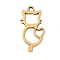 201 Stainless Steel Pendants, Cat Charms, Real 18K Gold Plated, 17.5x9x1mm, Hole: 1.4mm