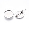 304 Stainless Steel Brooch Cabochon Settings, Flat Round, Stainless Steel Color, 21.5mm