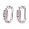 Brass Micro Pave Cubic Zirconia Screw Carabiner Lock Charms, for Necklaces Making, Platinum, 30.5~31x16x7mm