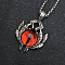 Evil Eye Alloy Pave Glass Pendant 667 Stainless Steel Chain Necklaces for Men, Antique Silver, Red, 23.62 inch(60cm)