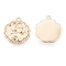 Brass Charms, Cadmium Free & Nickel Free & Lead Free, Flower with Rabbit, Real 18K Gold Plated, 14x11.5x2.5mm, Hole: 1.4mm