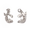 Brass Micro Pave Cubic Zirconia Pendants, Cadmium Free & Nickel Free & Lead Free, with Jump Ring, Mermaid Charms, Platinum, 20x17x3mm, Hole: 3mm