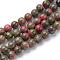 Natural Unakite Bead Strands, Round, 8~9mm, Hole: 1mm, about 45~46pcs/strand, 14.8~15 inch