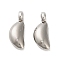 304 Stainless Steel Charms, Moon Charm, Stainless Steel Color, 10.5x4x3mm, Hole: 1.8mm
