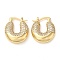 Donut Brass Hoop Earrings with Clear Cubic Zirconia, Real 16K Gold Plated, 23.5x6x20.5mm
