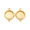 Brass Connector Cabochon Settings, Long-Lasting Plated, Nickel Free, Flat Round, Real 18K Gold Plated, Tray: 8mm, 14.5x15x2mm, Hole: 1.2mm