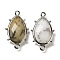 Natural African Opal Pendants, with Platinum Brass Edge, Faceted, Teardrop, 22.5x14x5.5mm, Hole: 1.6mm.