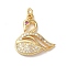 Rack Plating Brass Micro Pave Cubic Zirconia Pendants, Long-Lasting Plated, Lead Free & Cadmium Free, Swan Charms, Real 18K Gold Plated, 20.5x18.5x3.5mm, Hole: 2.8mm