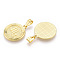 Brass Pendants, Cadmium Free & Nickel Free & Lead Free, Twelve Constellations, Flat Round, Real 18K Gold Plated, 24x20.5x2mm, Hole: 3.5x7mm