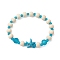 Synthetic Turquoise & Wood & Glass Beaded Stretch Bracelets for Women, Starfish, Inner Diameter: 2-1/8 inch(5.5cm), Starfish: 14~15x14~15mm