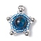 Cylinder Seed Beads & Natural Tiger Eye Beads Pendants, with 304 Stainless Steel Open Jump Rings, Star, Blue, 21x19x8mm, Hole: 4mm