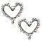 2Pcs Heart Cloth Sew on Patches, Rhinestone Beading Appliques, Costume Accessories, Clear, 98x97x6mm