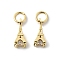 Brass Micro Pave Cubic Zirconia Charms, Eiffel Tower, Golden, 11x4.5mm, Hole: 3mm