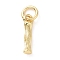 Brass Pendants, Cadmium Free & Lead Free, with Jump Ring, Golden, Letter Charms, Letter I, 12x3x2mm, Hole: 3mm