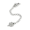 Brass Micro Pave Cubic Zirconia Ends with Chains, Cadmium Free & Nickel Free & Lead Free, Clover, Platinum, 77mm, Hole: 2.5mm