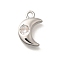 Brass Micro Pave Cubic Zirconia Charms, Cadmium Free & Nickel Free & Lead Free, Moon, Platinum, 12.5x8x2.5mm, Hole: 1.4mm