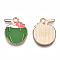 Alloy Pendants, with Enamel, Coconut Charm, Golden, Green, 19.5x17x1.8mm, Hole: 1.6mm