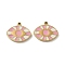 Ion Plating(IP) 316L Surgical Stainless Steel Pendants, Nickel Free, with Enamel, Real 18K Gold Plated, Evil Eye Charm, Pink, 10x12x1.5mm, Hole: 1mm