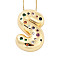 Brass Micro Pave Cubic Zirconia Letter Pendant Necklaces, Real 18K Gold Plated, Letter S, 17.40~17.80 inch(44.2~45.2cm), Pendant: 29.5x19.5mm