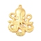 304 Stainless Steel Pendants, Octopus Charm, Real 18K Gold Plated, 33x25.5x2.5mm, Hole: 1.6mm