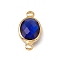 Transparent K9 Glass Connector Charms, with Golden Plated Brass Findings, Cadmium Free & Nickel Free & Lead Free, Faceted, Oval Links, Sapphire, 16.5x8.5x4mm, Hole: 1.8mm