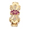 Brass Micro Pave Cubic Zirconia Box Clasps, Nickel Free, Bowknot, Crimson, 28.5x12x7.5mm, Hole: 1.2mm