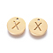 304 Stainless Steel Charms, Ion Plating (IP), Flat Round, Letter X, 10x1~1.5mm, Hole: 1mm