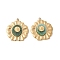 304 Stainless Steel Pendants, Flower Charms, with Natural African Jade, Ion Plating(IP), 22x20x3.5~4mm, Hole: 1.2mm