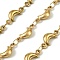 304 Stainless Steel Moon Link Chains, with Spool, Soldered, Real 18K Gold Plated, 14x6x3.5mm