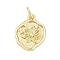 Brass Micro Pave Clear Cubic Zirconia Pendants, Oval with Flower Pattern Charms, Cadmium Free & Lead Free, Long-Lasting Plated, Rack Plating, with Jump Ring, Real 18K Gold Plated, 14.5x11.5x3mm, Hole: 3mm