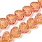 Transparent Glass Beads Strands, Heart, Coral, 13x15x7mm, Hole: 1mm, about 55pcs/strand, 25.98''(66cm)