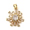 Brass Micro Pave Cubic Zirconia Pendants, Flower, Lead Free & Cadmium Free, Long-Lasting Plated, Rack Plating, Real 18K Gold Plated, 21x19x5mm, Hole: 4x3.5mm