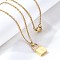 304 Stainless Steel Rolo Chain Pendant Necklaces, Padlock Necklaces for Women Men, Locks with Letter, Letter Y, 17.64 inch(44.8cm)