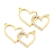 Brass Micro Pave Clear Cubic Zirconia Interlocking Double Heart Pendants, Rack Plating, Long-Lasting Plated, Cadmium Free & Nickel Free & Lead Free, Real 18K Gold Plated, 16x27.5x2mm, Hole: 1.2mm