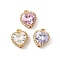Brass Micro Pave Cubic Zirconia Pendants, Nickel Free, Heart Charms, Real 18K Gold Plated, Mixed Color, 11.5x9.5x5.5mm, Hole: 1.4mm