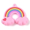 PVC Plastic Pendants, Rainbow Cloud, Pink, 35.5x42x10.5mm