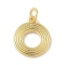 Brass Pendants, with Jump Ring, Letter Charms, Rack Plating, Long-Lasting Plated, Cadmium Free & Lead Free, Real 18K Gold Plated, Letter O, 15.5x13x1.5mm, Hole: 3.5mm