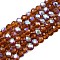 Electroplate Glass Beads Strands, Half Rainbow Plated, Faceted, Rondelle, Saddle Brown, 3.5~3.8x3mm, Hole: 0.4mm, about 105~110pcs/strand, 29~31cm